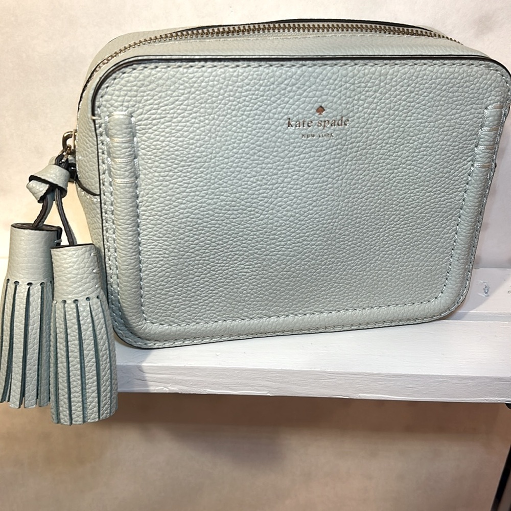 KATE SPADE Orchard Street Arla Baby Blue Pebbled Cow Leather Crossbody Bag